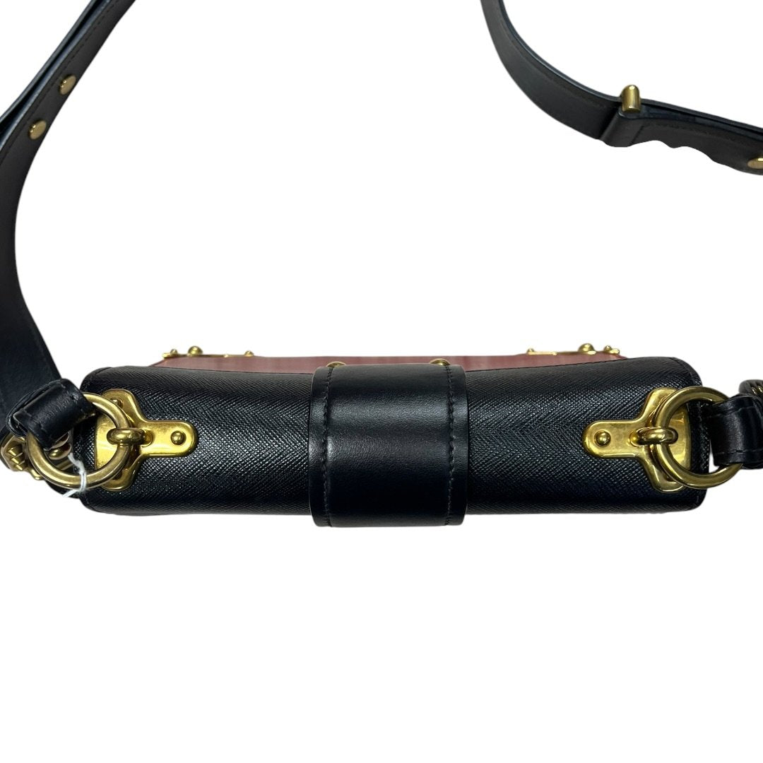 PRADA Leather Cahier Shoulder Bag Red, Black Gold Hardware PR205