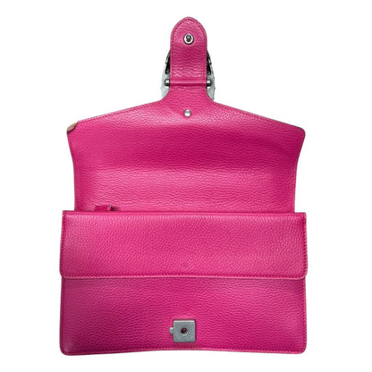 GUCCI Grained Leather Dionysus Shoulder Bag Hot Pink Aged Silver Hardware Gu636