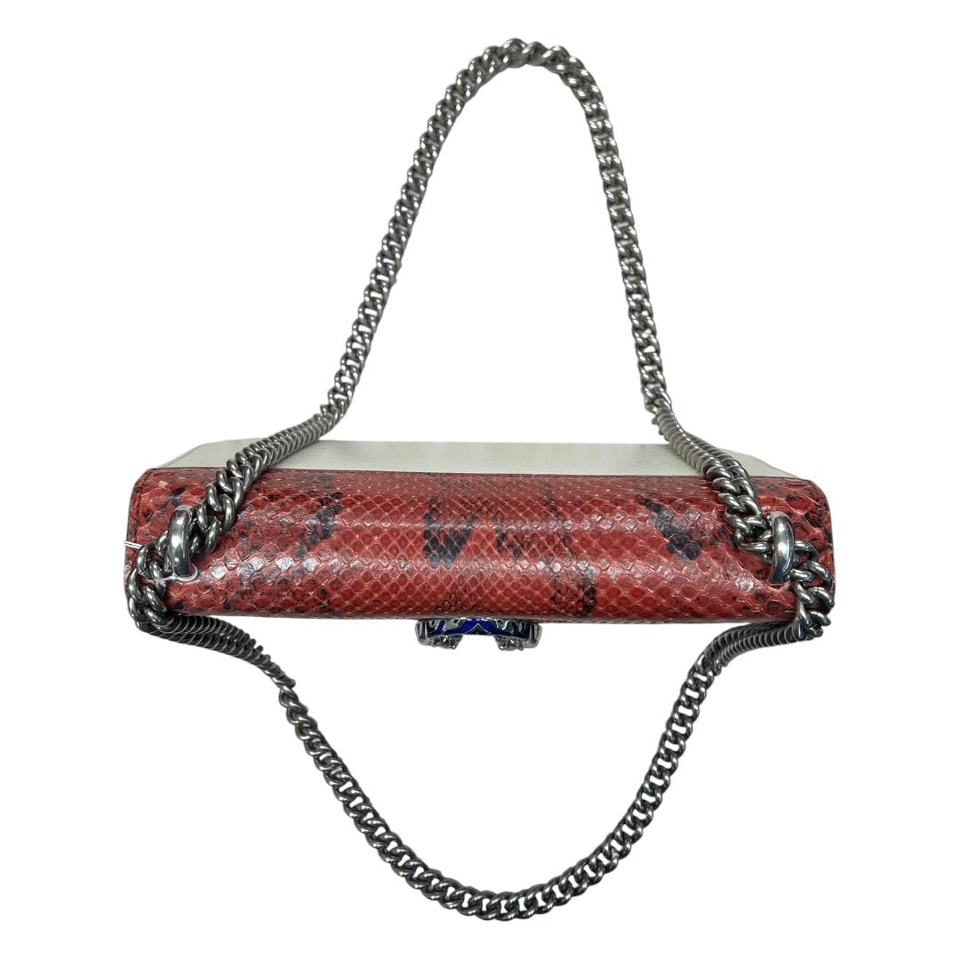 GUCCI Python & Leather Dionysus Shoulder Bag Red, Black, White, Blue Silver-tone Hardware Gu648