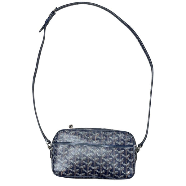 GOYARD Goyardine Canvas Camera Bag Crossbody Bag Navy Blue Silver Hardware G022