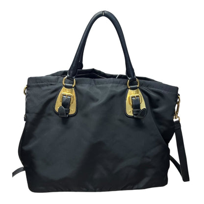 PRADA Tessuto Nylon Tote Bag Tote Black Gold Hardware PR206