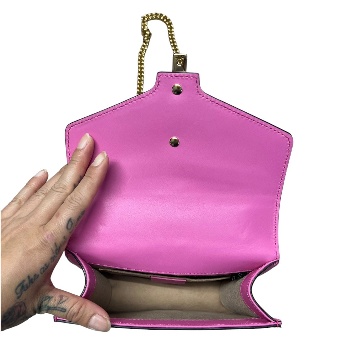 GUCCI Leather Sylvie 1969 Mini Shoulder Bag Shoulder Bag Pink, Green, Red Gold Hardware Gu641