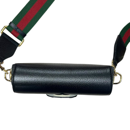 GUCCI Leather Adidas x Gucci Horsebit 1955 Shoulder Bag Shoulder Bag Black, White, Red, Green Gold Hardware Gu654