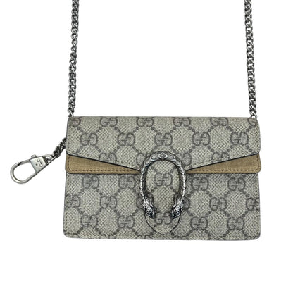 GUCCI GG Supreme Canvas Dionysus Super Mini Bag Mini Bag Beige/Ebony (GG Supreme) with Taupe Silver Hardware Gu652