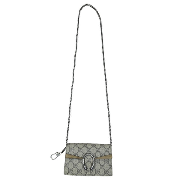 GUCCI GG Supreme Canvas Dionysus Super Mini Bag Mini Bag Beige/Ebony (GG Supreme) with Taupe Silver Hardware Gu652
