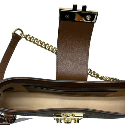 GUCCI GG Supreme Padlock Small Shoulder Bag Beige and Brown Gold Hardware Gu643