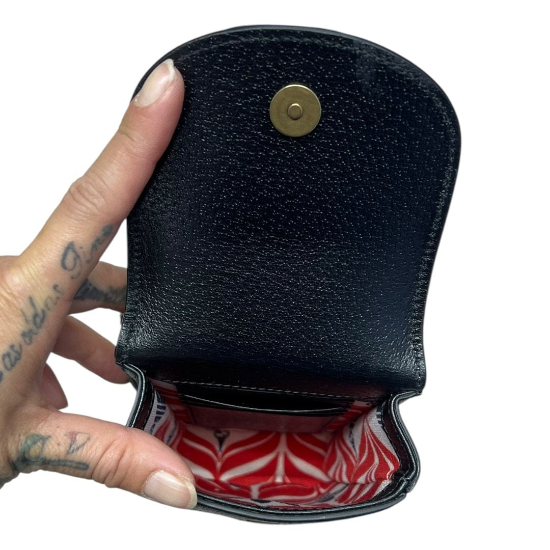 GUCCI Grained Leather Adidas x Gucci Phone Holder Black and White Gold Hardware Gu635