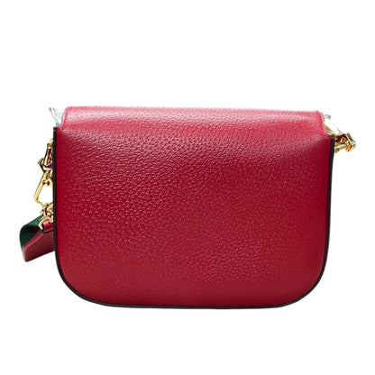 GUCCI Grained Leather Adidas x Gucci Horsebit 1955 Mini Bag Shoulder Bag Red Gold Hardware GU647