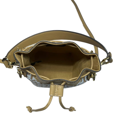 FENDI FF Jacquard Mon Tresor Mini Bucket Bag Brown, White, Tan Gold Hardware FE385