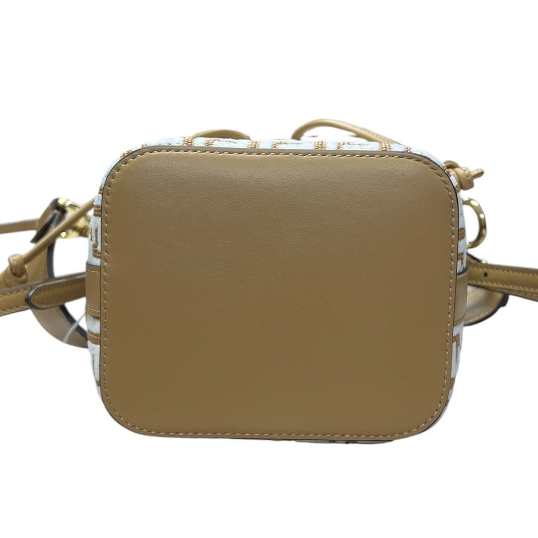 FENDI FF Jacquard Mon Tresor Mini Bucket Bag Brown, White, Tan Gold Hardware FE385