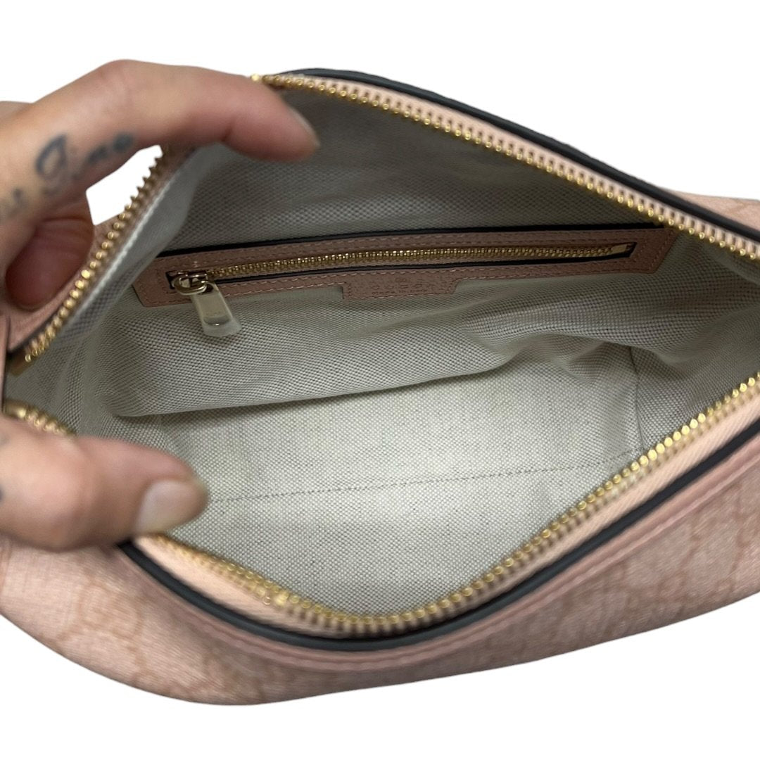 GUCCI GG Supreme Canvas Ophidia GG Supreme Mini Pouch Pink Gold Hardware GU633