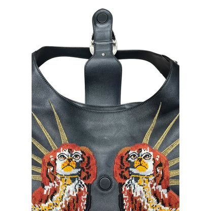 GUCCI Leather Dionysus Hobo Bag with King Charles Spaniel Embroidery Hobo Bag Black, Red, White, Gold, Green Silver Hardware GU653