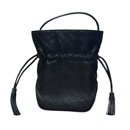 GUCCI Quilted Leather GG Marmont Matelassé Mini Bucket Bag Bucket Bag Black Silver Hardware GU631