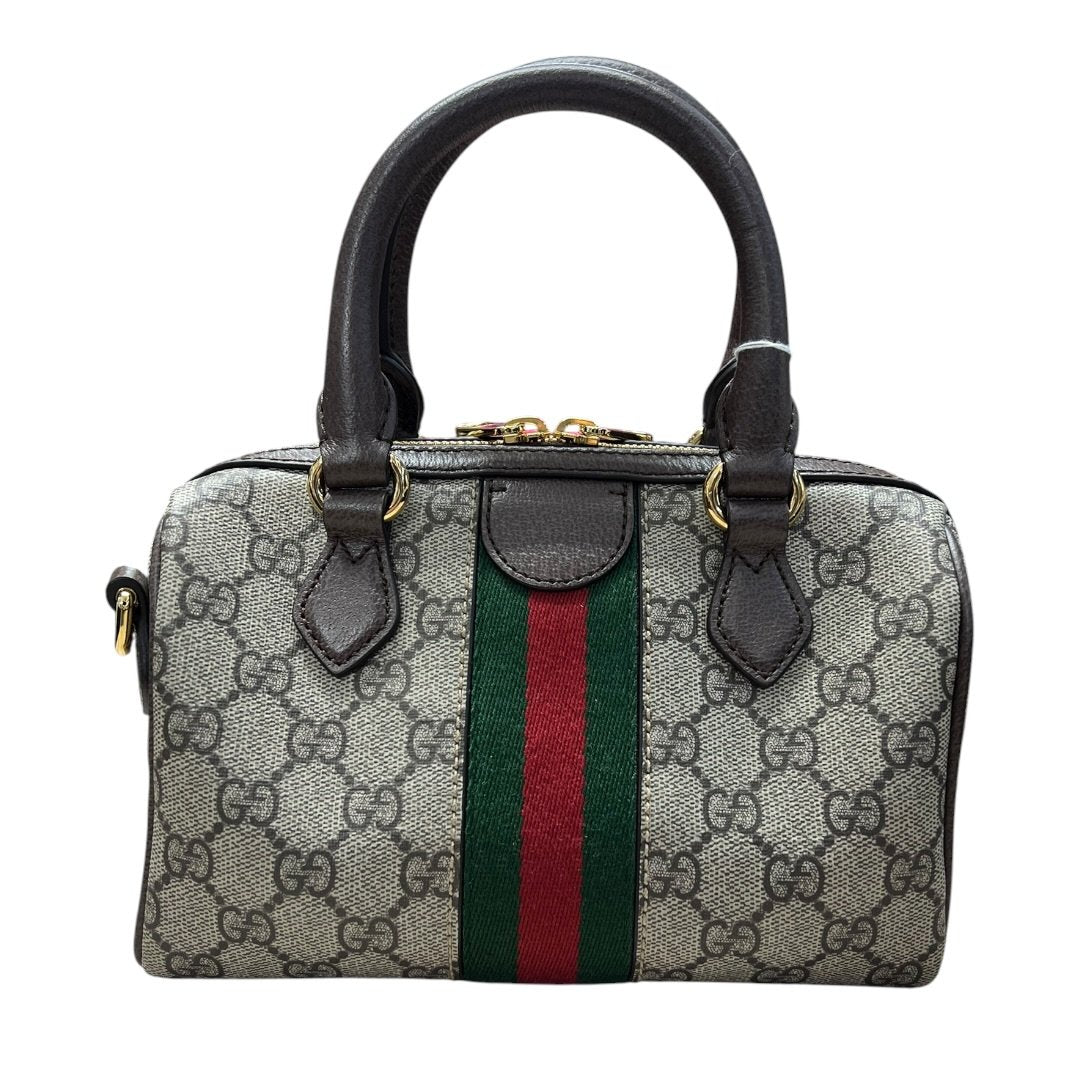 GUCCI GG Supreme Canvas Ophidia Mini Top Handle Bag Handbag Beige, Ebony, Dark Brown, Green, Red Gold Hardware GU662