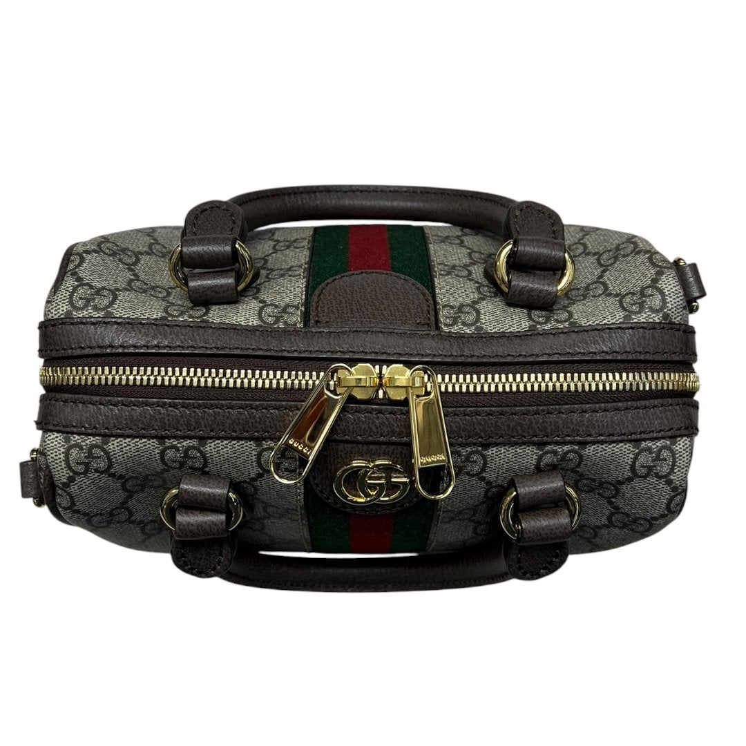GUCCI GG Supreme Canvas Ophidia Mini Top Handle Bag Handbag Beige, Ebony, Dark Brown, Green, Red Gold Hardware GU662