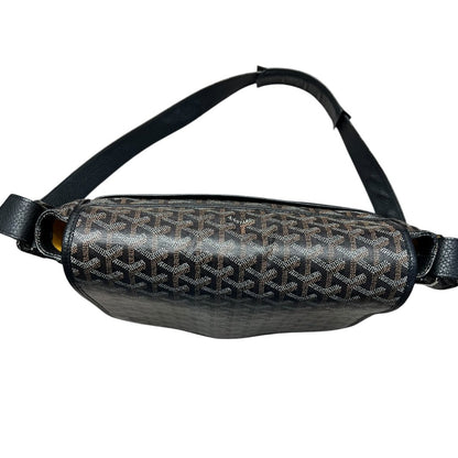 GOYARD Goyardine Ambassade Messenger Bag Black and Tan Silver Hardware GO23