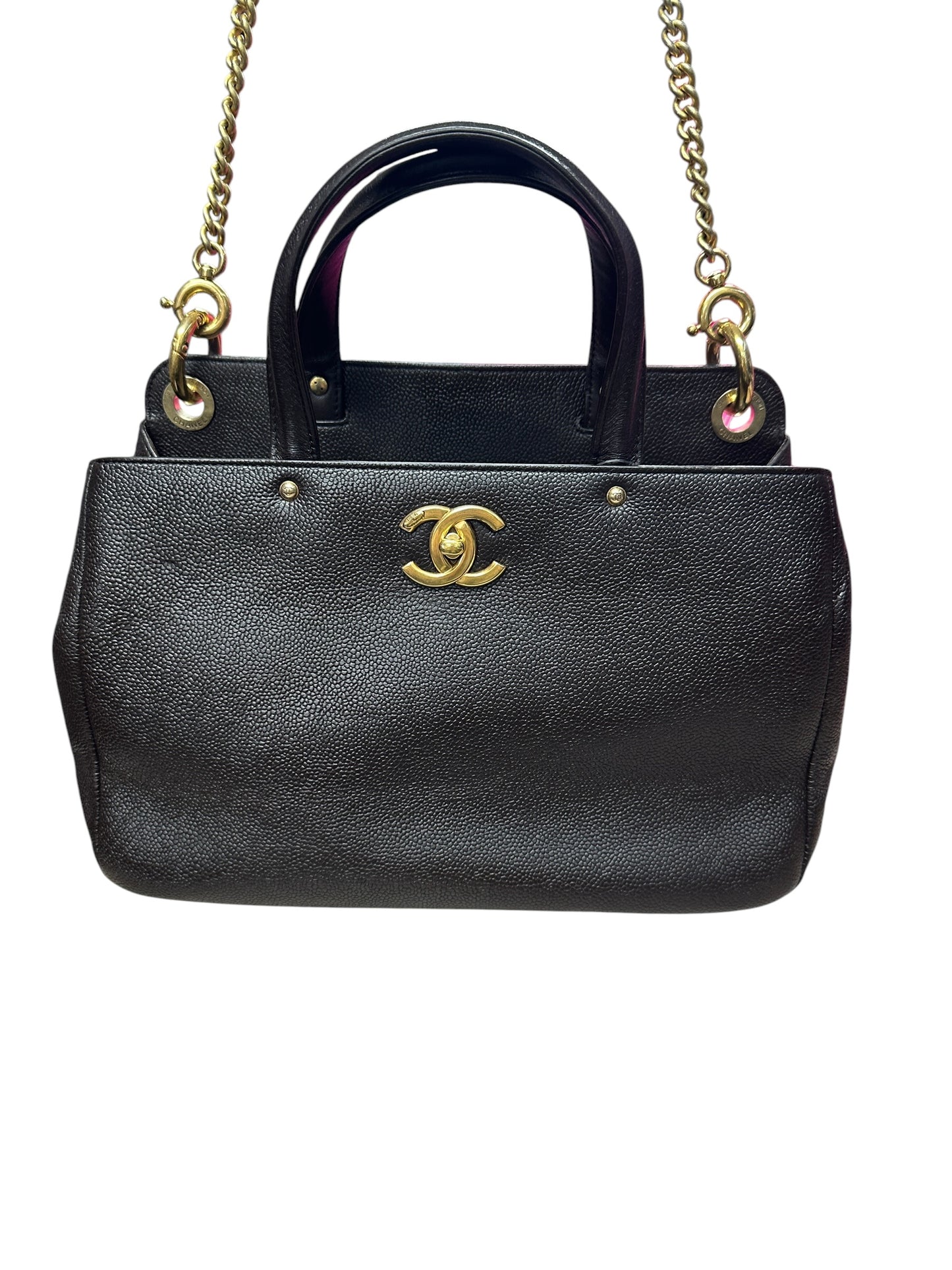 CHANEL Caviar Neo Executive Shopping Tote Handbag Black Gold Hardware CH2174