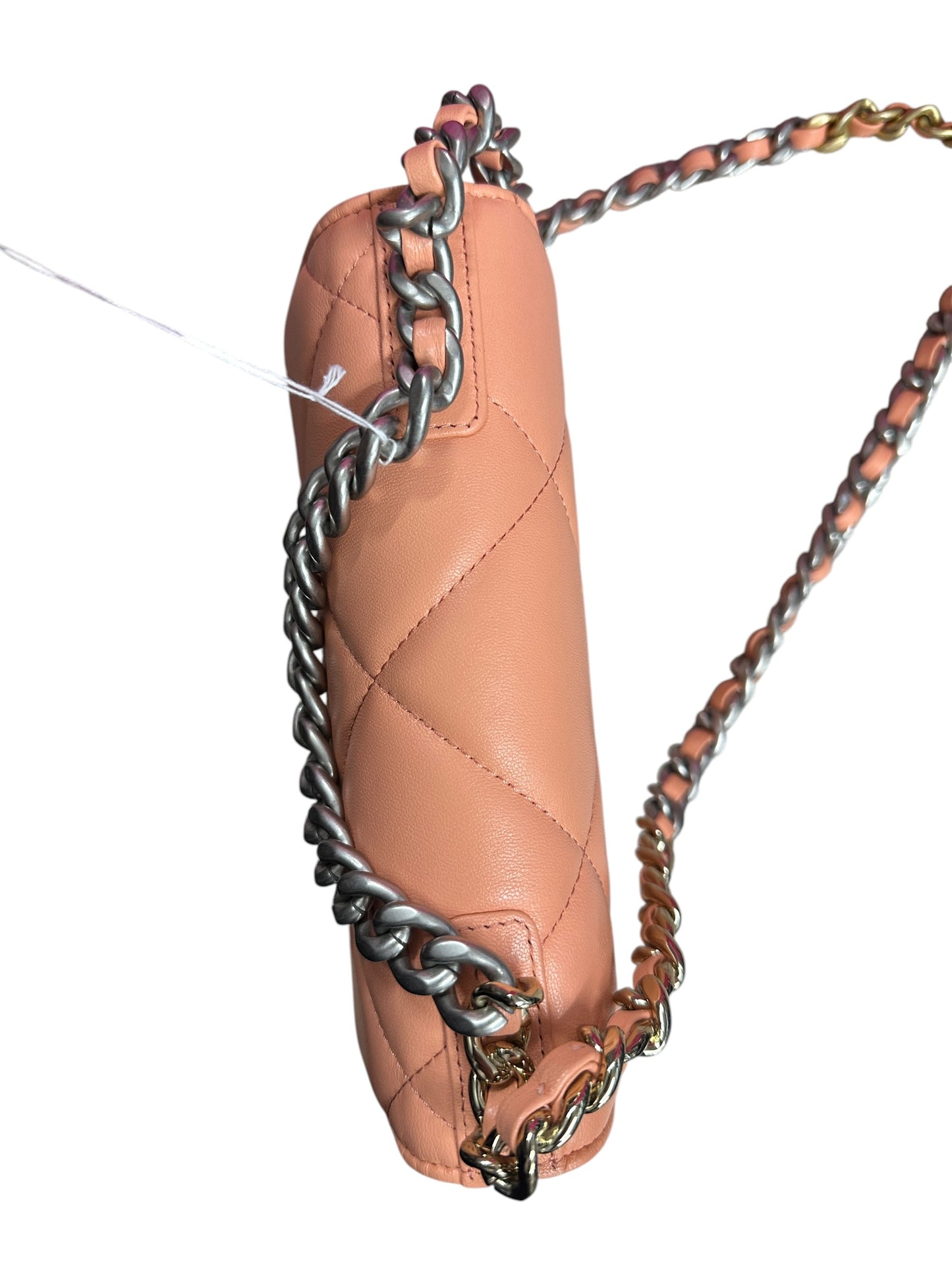 CHANEL Lambskin Chanel 19 Flap Bag with Top Handle Shoulder Bag Coral Mixed Hardware CH2175