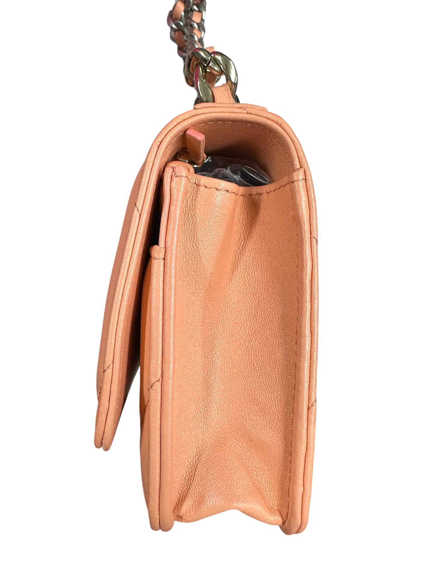 CHANEL Lambskin Chanel 19 Flap Bag with Top Handle Shoulder Bag Coral Mixed Hardware CH2175