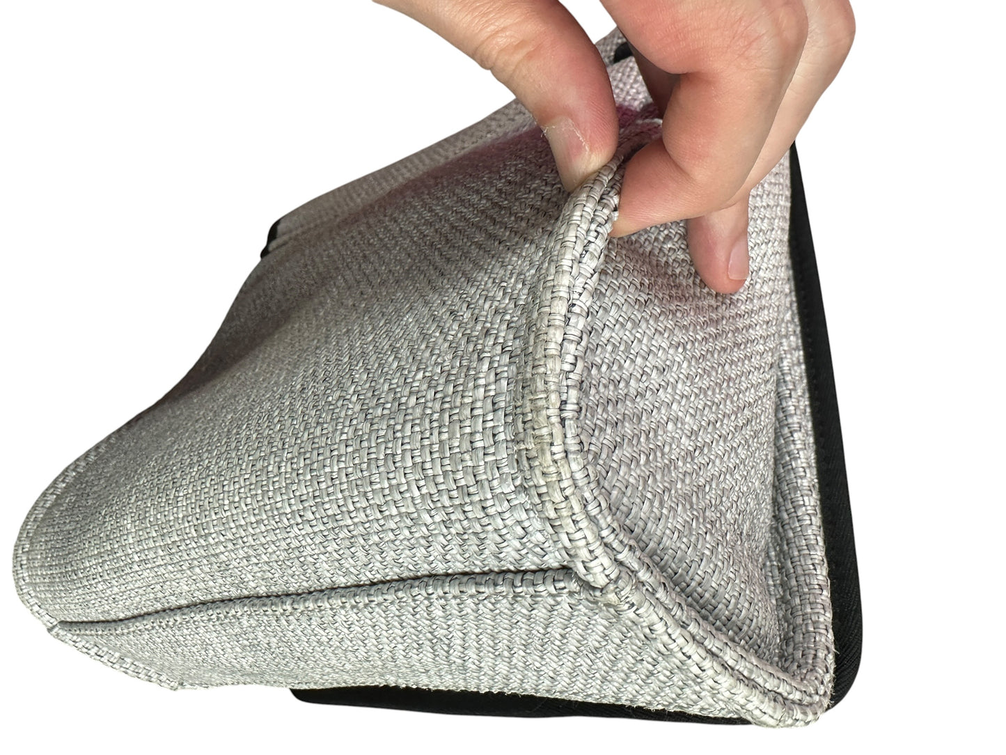 CHANEL Canvas Deauville Wallet on Chain WOC Crossbody Bag Light Grey Silver Hardware CH2178