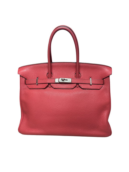 HERMES Togo Birkin 35 Handbag Rose Jaipur Silver Hardware HE458