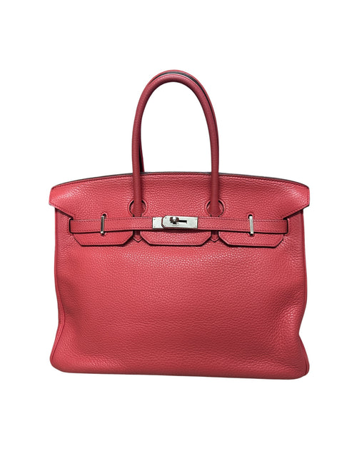 HERMES Togo Birkin 35 Handbag Rose Jaipur Silver Hardware HE458