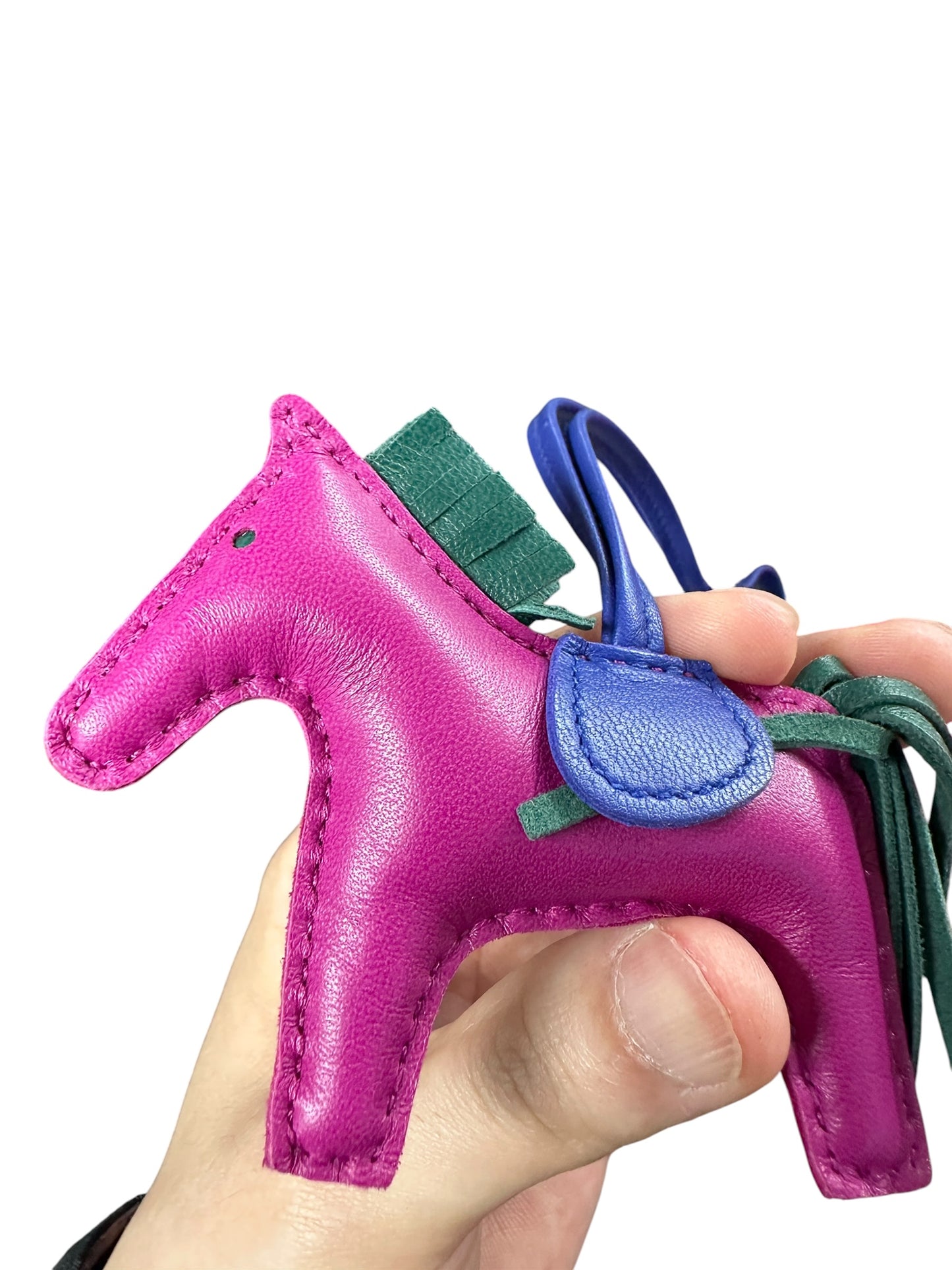 HERMES Milo Lambskin Rodeo Charm PM Bag Charm Pink Green Blue HE459