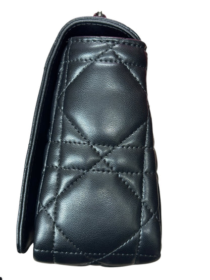 CHRISTIAN DIOR Cannage Lambskin Caro Shoulder Bag Black Silver Hardware Ch2169