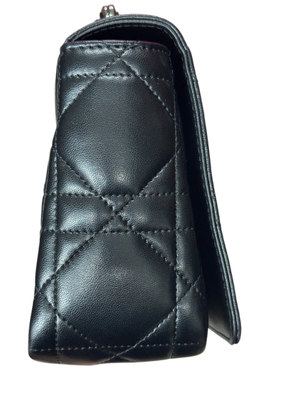 CHRISTIAN DIOR Cannage Lambskin Caro Shoulder Bag Black Silver Hardware Ch2169