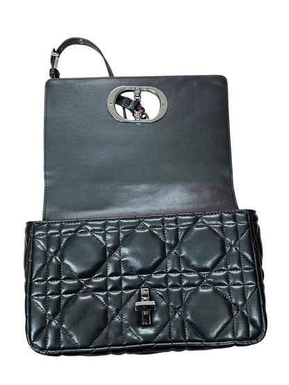 CHRISTIAN DIOR Cannage Lambskin Caro Shoulder Bag Black Silver Hardware Ch2169