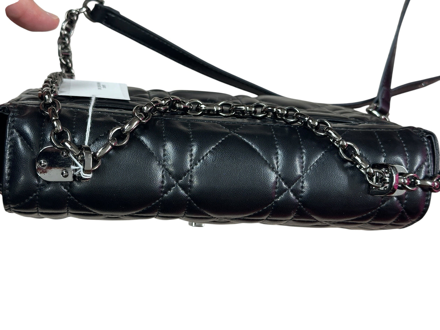 CHRISTIAN DIOR Cannage Lambskin Caro Shoulder Bag Black Silver Hardware Ch2169