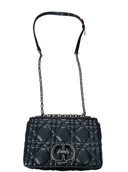 CHRISTIAN DIOR Cannage Lambskin Caro Shoulder Bag Black Silver Hardware Ch2169