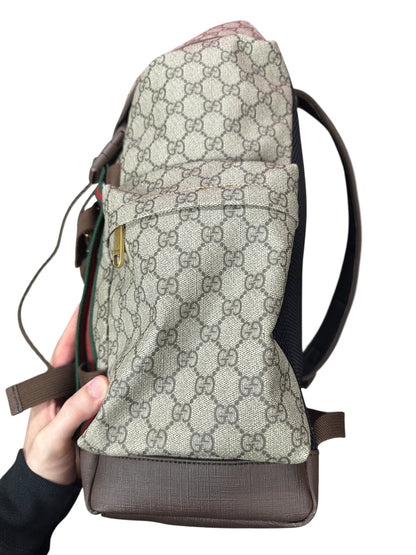 GUCCI Ophidia GG Supreme Web Backpack Beige Brown Gold Hardware Gu671