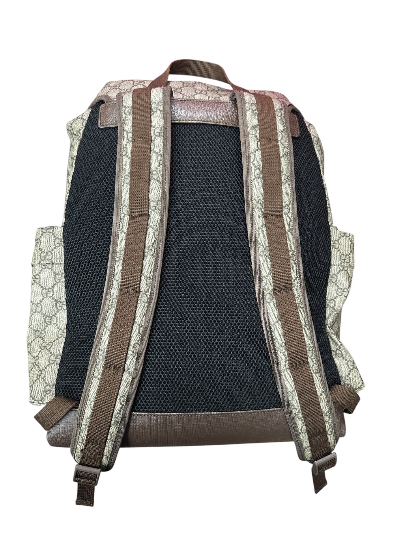 GUCCI Ophidia GG Supreme Web Backpack Beige Brown Gold Hardware Gu671