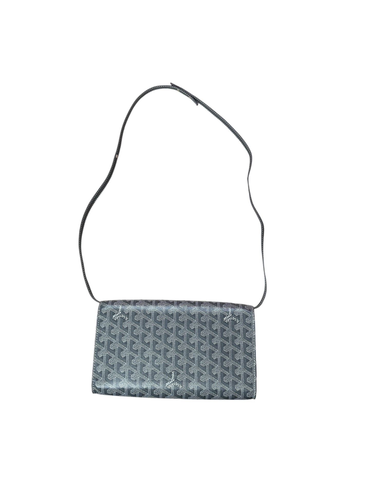 GOYARD Goyardine Plumet Pochette Crossbody Bag Grey Silver Hardware GO25