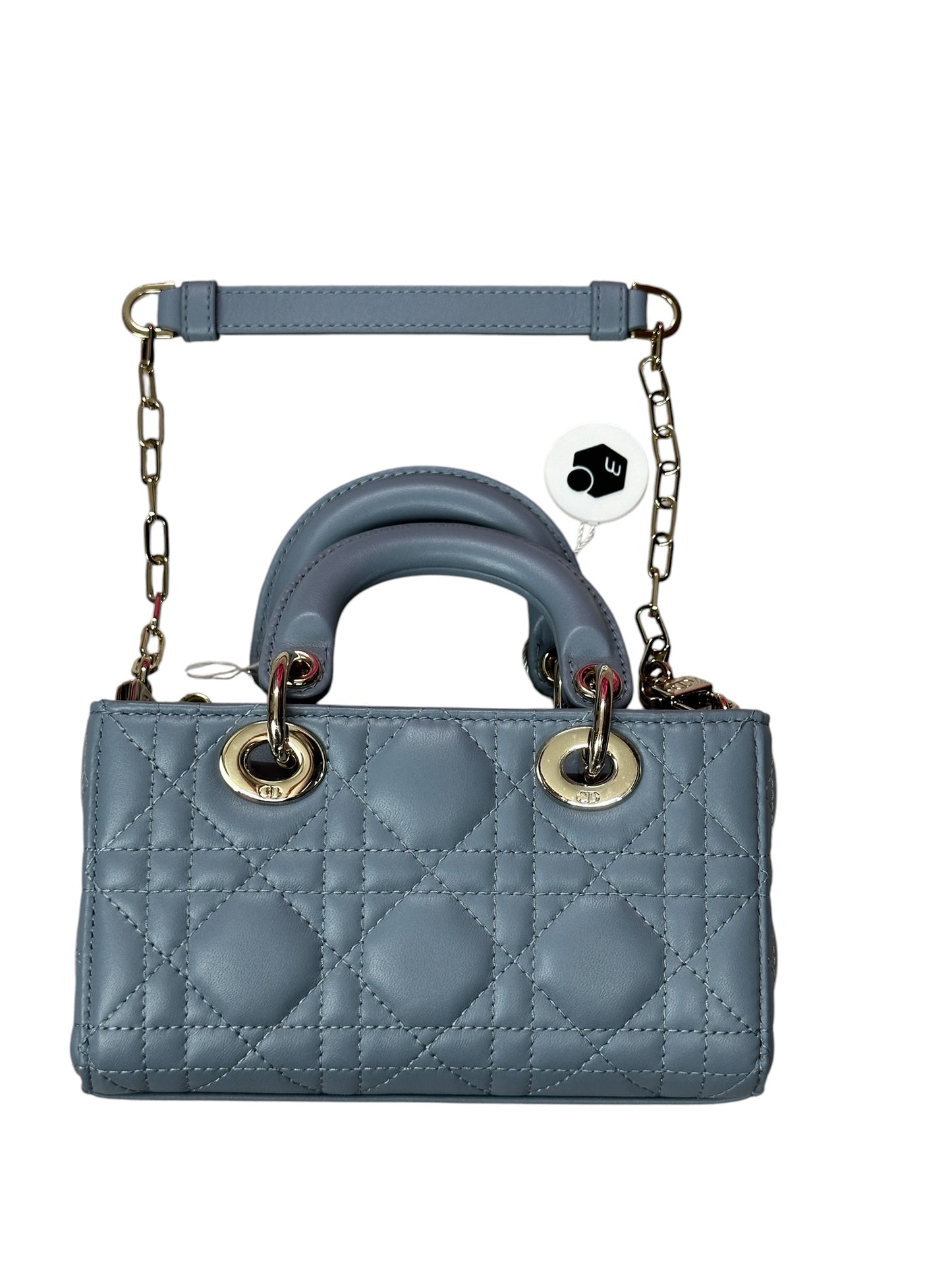 CHRISTIAN DIOR Lady D-Joy Micro Cannage Lambskin Bag Cloud Blue Gold Hardware Ch2173