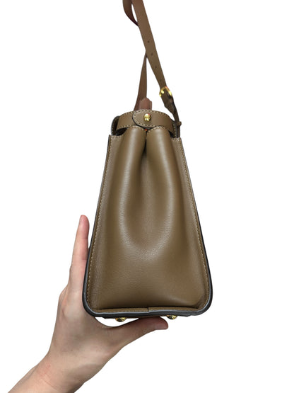 FENDI Peekaboo ISeeU Medium Calfskin Leather 2-way Bag Taupe Gold Hardware FE386