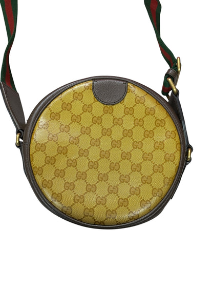 GUCCI x adidas GG Crystal Trefoil Round Shoulder Bag Beige Brown Gold Hardware Gu670