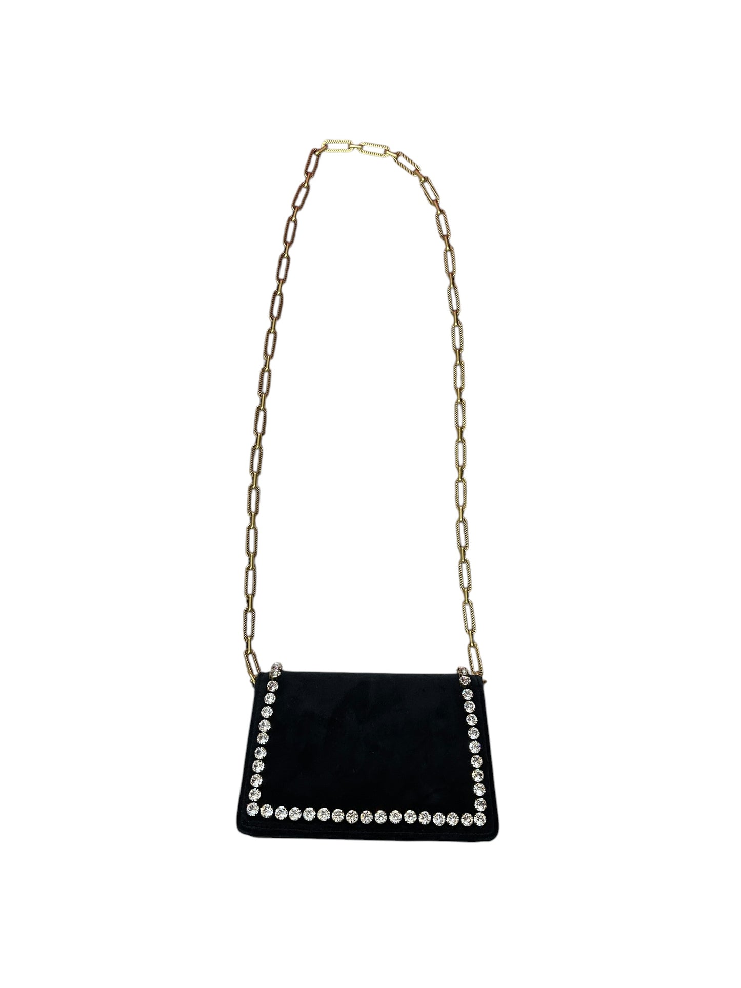 GUCCI Broadway Velvet Bee Crystal Mini Shoulder Bag Black Gold Hardware Gu669