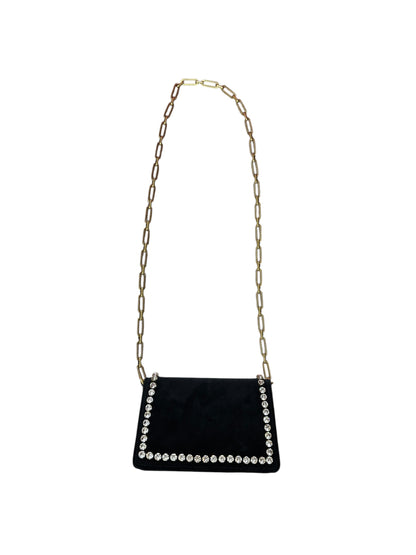 GUCCI Broadway Velvet Bee Crystal Mini Shoulder Bag Black Gold Hardware Gu669