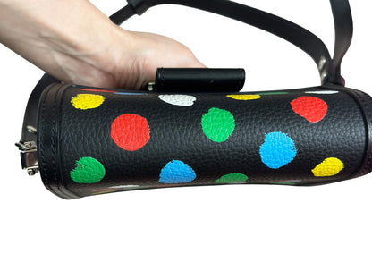 LOUIS VUITTON x YAYOI KUSAMA Taurillon Monogram Dauphine MM Painted Dots Black Silver Hardware LO2371
