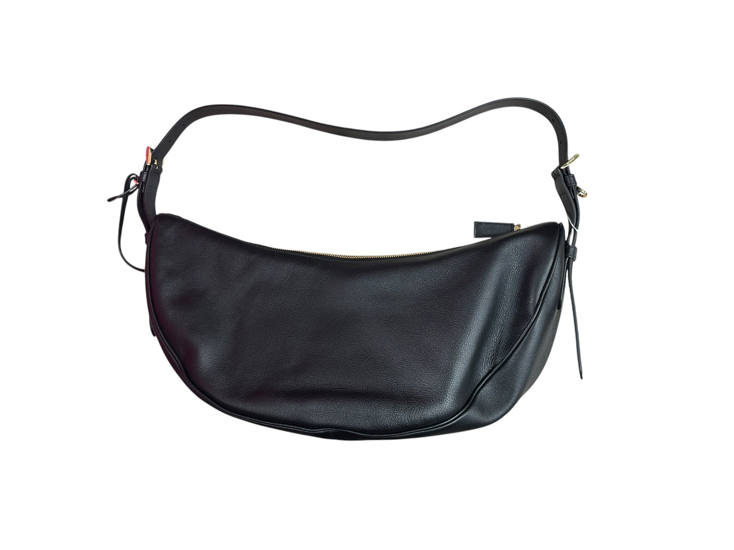 PRADA Arque Smooth Leather Crescent Shoulder Bag Black Gold Hardware PR211