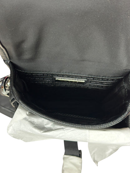 PRADA Re-Nylon Saffiano Vertical Crossbody Bag Black Silver Hardware PR209