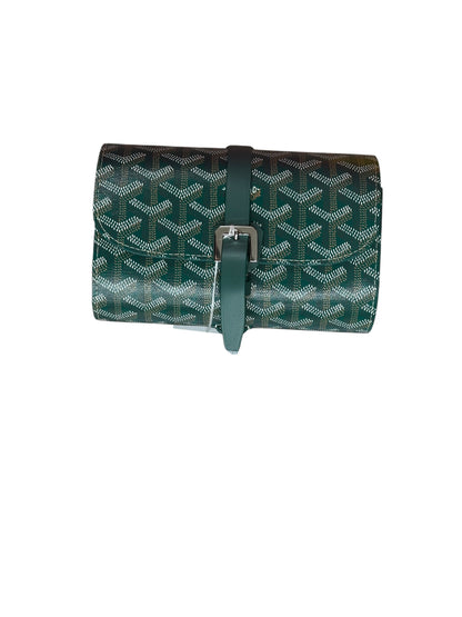 GOYARD Goyardine Tri-Fold Travel Pouch Green Silver Hardware GO26