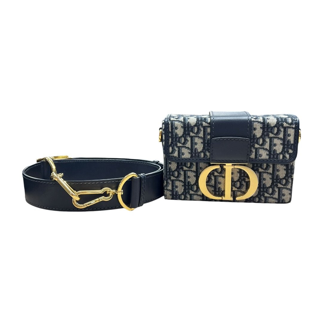 DIOR Oblique Canvas 30 Montaigne Belt Pouch Belt Bag Blue, Beige, Navy Gold Hardware Ch2181