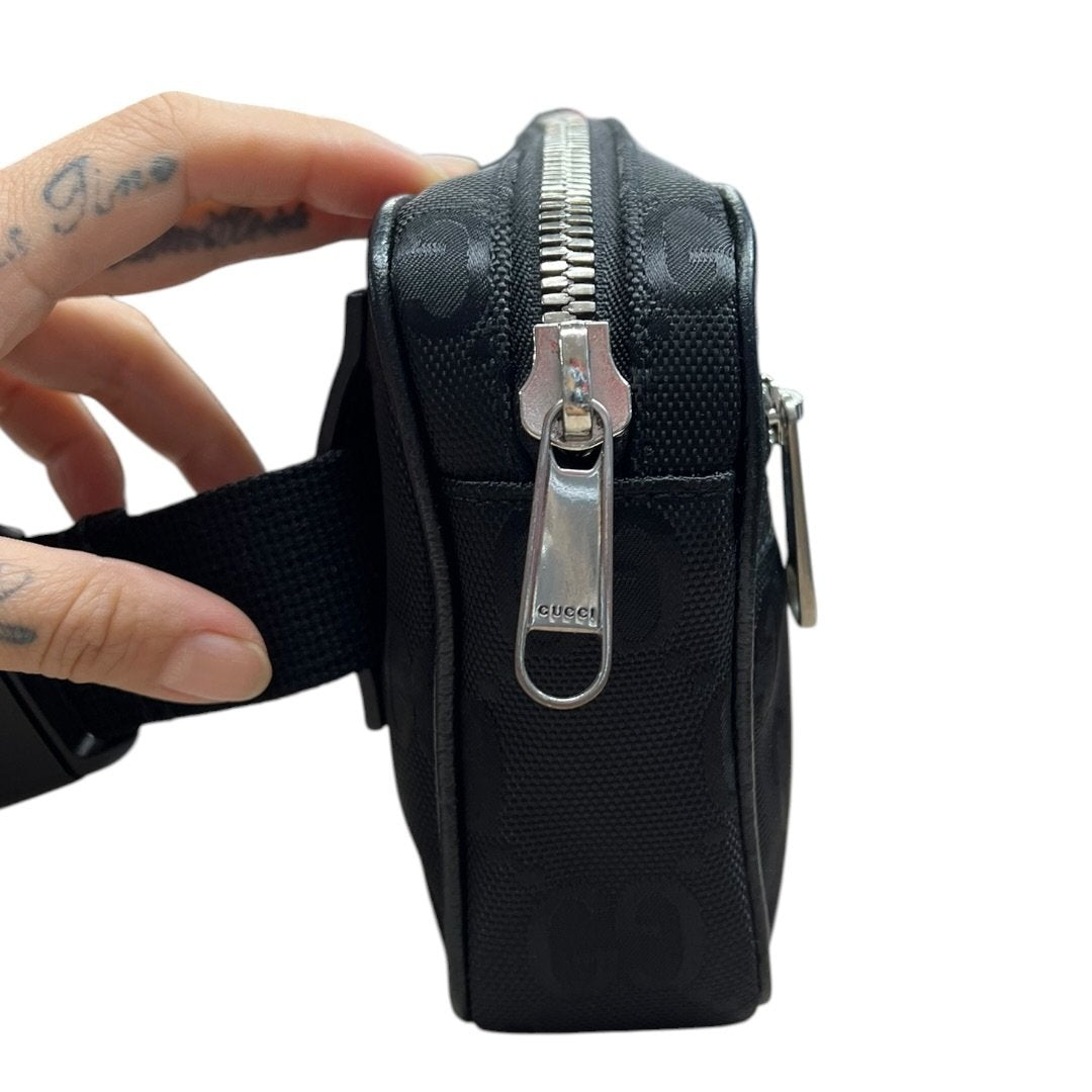 GUCCI GG Nylon GG Nylon Belt Bag Belt Bag Black Silver Hardware GU674