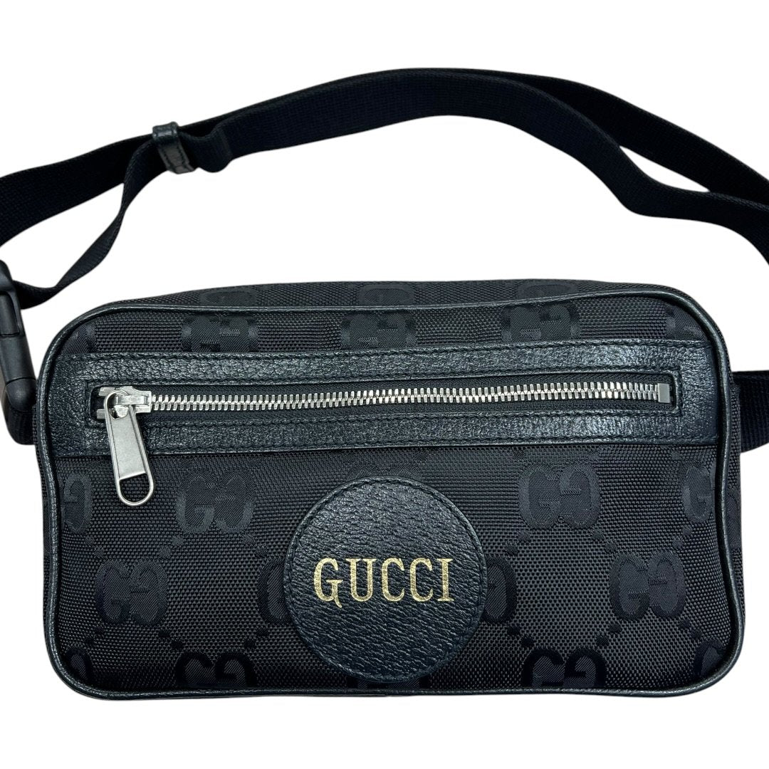 GUCCI GG Nylon GG Nylon Belt Bag Belt Bag Black Silver Hardware GU674