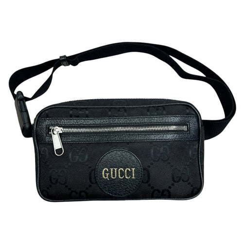 GUCCI GG Nylon GG Nylon Belt Bag Belt Bag Black Silver Hardware GU674