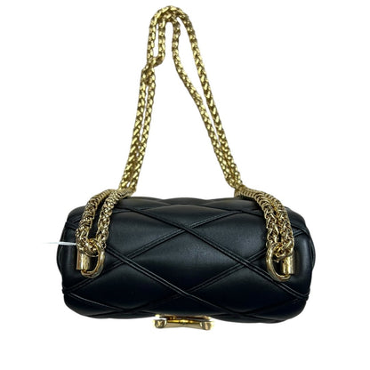 LOUIS VUITTON Quilted Calfskin LV Pont 9 Soft Mini Shoulder Bag Black Gold Hardware LO2373