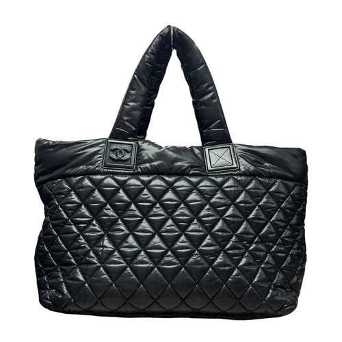CHANEL Nylon Coco Cocoon Tote Bag Tote Black Silver Hardware CH2184